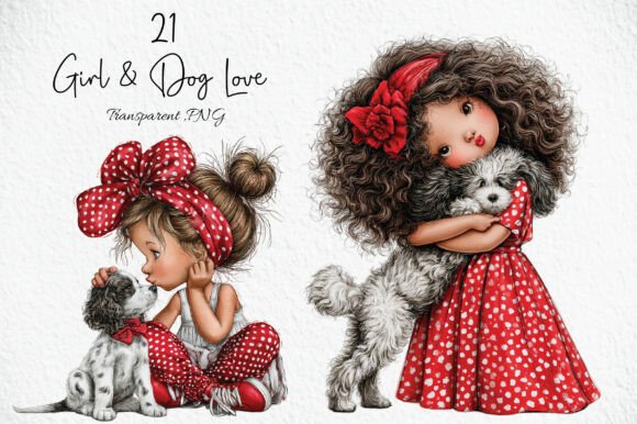 Download Whimsical Girl &amp; Dog Love Clipart - Love clipart Collection