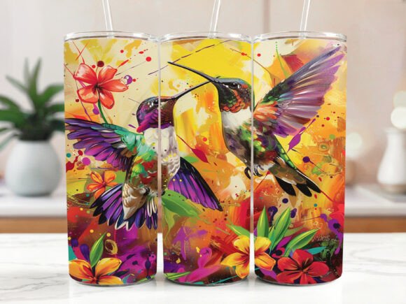 Download Hummingbirds Floral Tumbler 20oz PNG - Birds Collection